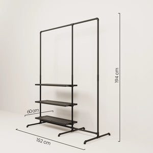 LAS 1.5 METAL – 3 shelves | clothes rack with storage compartments