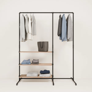 LAS 1.5 OAK – 3 shelves | Clothes rack with storage surface