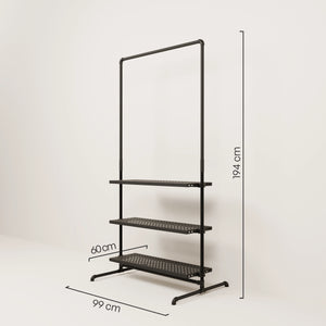 LAS 1 METAL – 3 shelves | Clothes rack with shelves