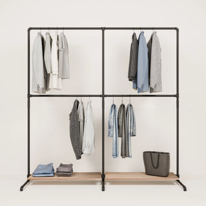 LAS 2 OAK – 2 shelves | clothes rack with wooden shelf