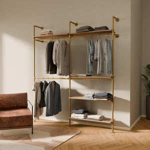 KIM DOUBLE 2 OAK –  5 shelves | gold