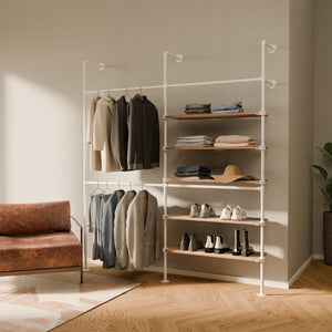KIM DOUBLE 2 OAK – 5 shelves on the right | white