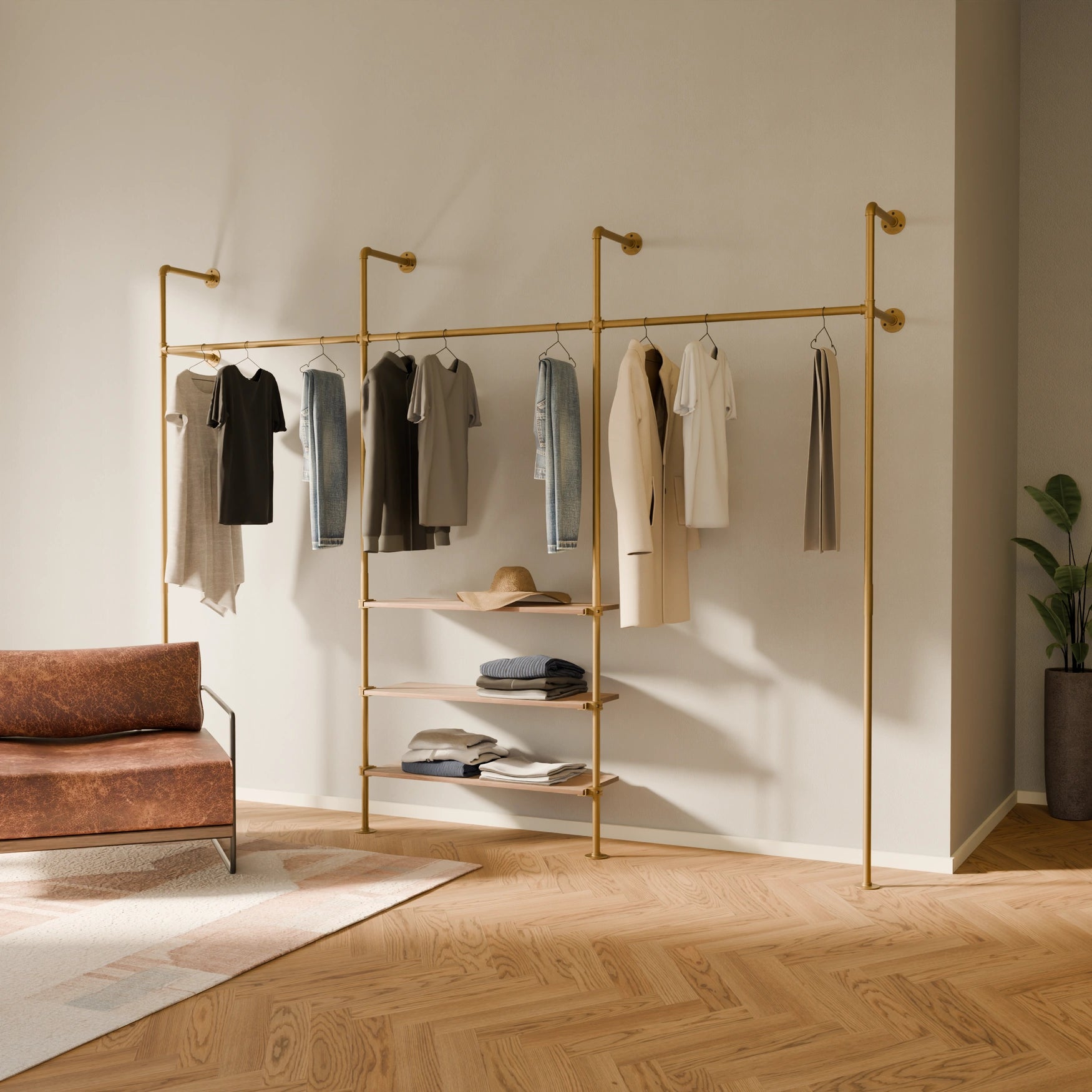 KIM 3 OAK – 3 shelves | gold