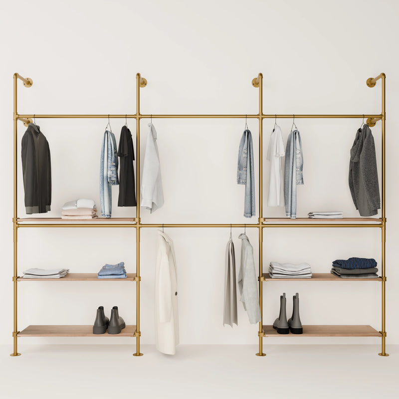 KIM DOUBLE 3 OAK –  6 bottom shelves | gold