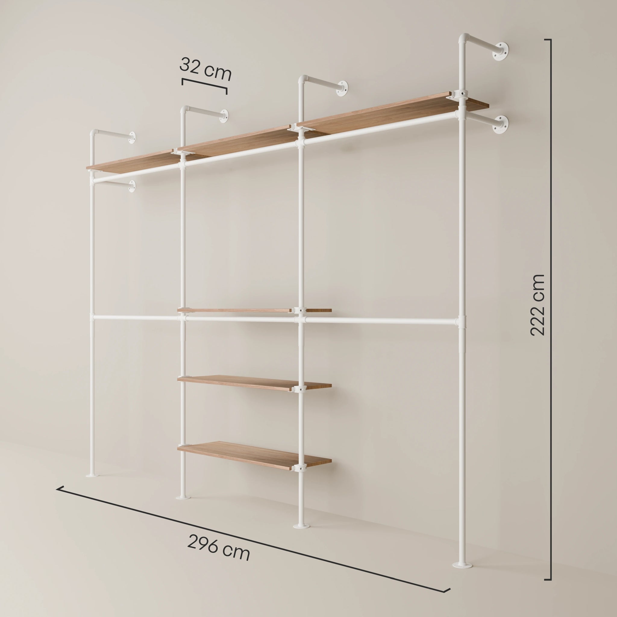 KIM DOUBLE 3 OAK – 6 horní police | bílá