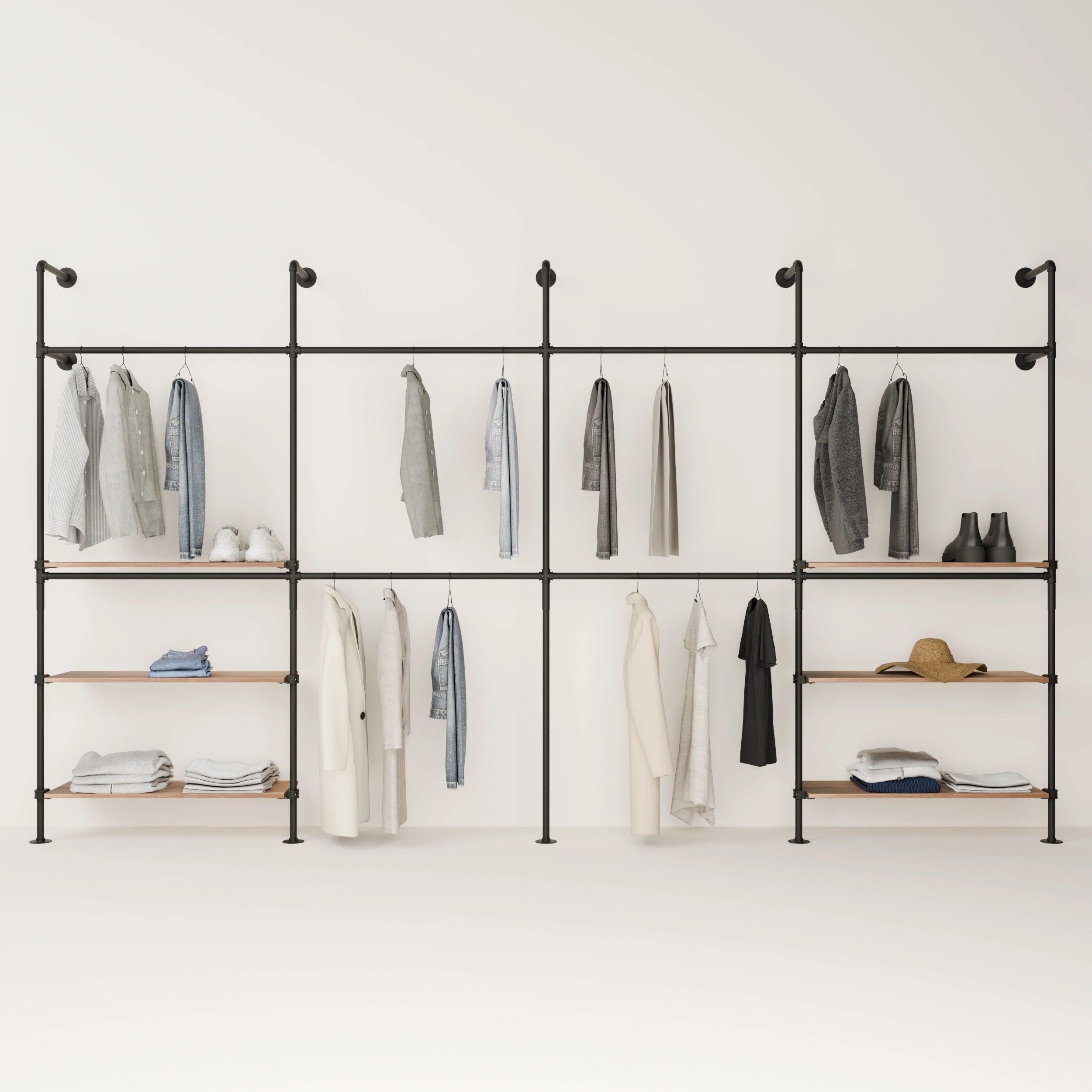 KIM DOUBLE 4 OAK –  6 shelves | gold