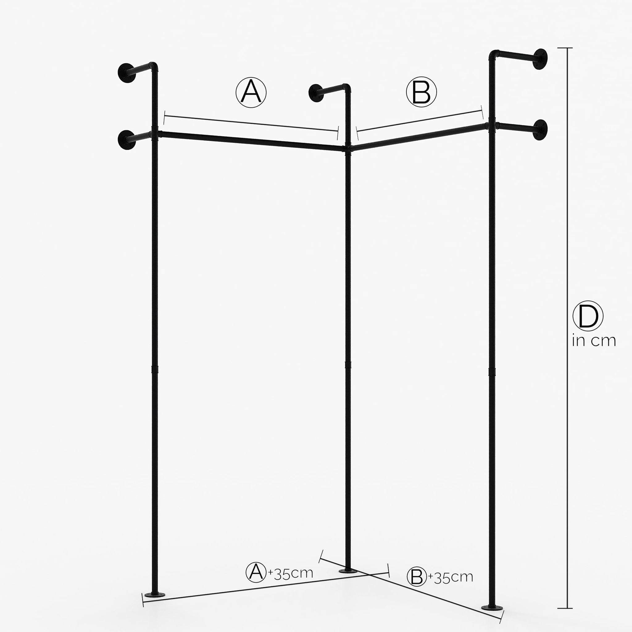 KIM II EDGE – Maßanfertigung | Kleiderschrank Industrial | Industrie Design | schwarze Rohre